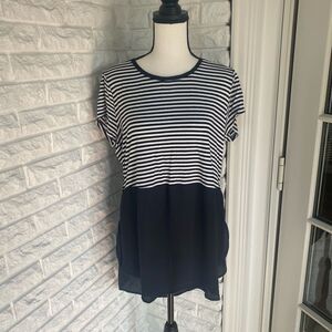Striped Top with High Low Sheer Bottom